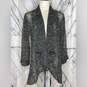 Katie Todd Tweed Mesh Open Front Cardigan